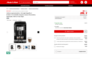 Cafetera superautomática De'Longhi Magnifica por 289€