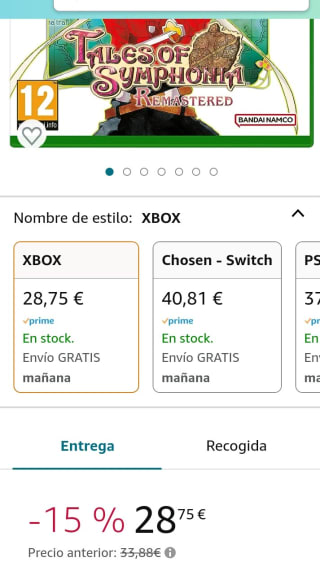 Tales of Symphonia Remastered Chosen Edition Xbox One por 28,75€.