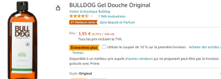 Gel douche original Bull Dog à 3,95€