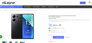 Xiaomi Redmi Note 13 8/256GB Negro Libre por 157,14€