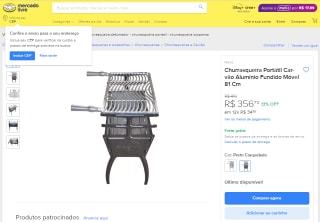 Churrasqueira Portátil em Alumínio - R$ 356,70