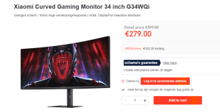 Xiaomi Curved Gaming Monitor G34WQi voor €279 bij Ochama