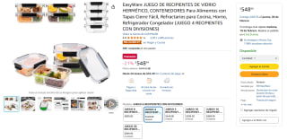 JUEGO 4 RECIPIENTES CON DIVISIONES por $549 en Amazon