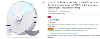 Imou L11 Stofzuigerrobot met dweilfunctie voor €129,99 bij Amazon