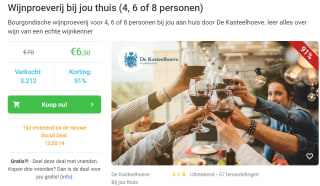 Kasteelhoeve Wijnproeverij bij jou thuis voor 4, 6 of 8 personen vanaf €4 dmv de code bij Social deal