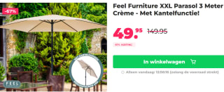 Feel furniture - Parasol - Kantelbaar - 3 meter - voor €49,95 bij voordeelvanger