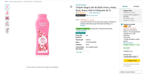 Gel Tulipán Negro de baño Fresa y Nata Rosa dulce 650ml por 1,25€