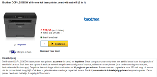 Brother DCP-L2530DW all-in-one (3 in 1) Laserprinter voor €126,50 bij 123 inkt