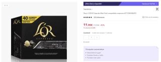 Pack L'OR 40 Cápsulas Onyx Maxi Pack por 8,33€