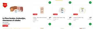 La Place broden, krokantjes, vleeswaren of salades 1+1 gratis bij de Jumbo