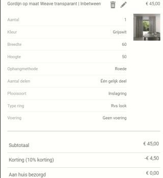 Raamdecoratie kortingscode voor 10% korting op alle bestellingen