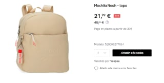 Mochila con llavero Reebok Noah con capacidad para 7L por 21.99€