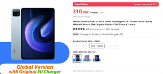 Tablet Xiaomi Pad 6 8+128GB por 294€