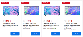 Ofertazas en TV Samsung + 15% cupón regalo Carrefour.