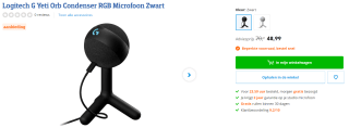 Logitech G Yeti Orb Condenser RGB-gamingmicrofoon voor €48,99 bij Coolblue
