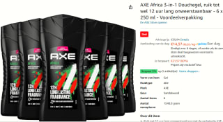Axe Africa 3-in-1 Douchegel - 6 x 250 ml - Voordeelverpakking voor €14,37 bij Amazon