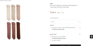 6 pares de calcetines Nike Everyday Plus Cushioned Training Crew por 11.45€