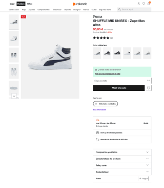 Zapatillas Puma SHUFFLE MID UNISEX altas por 30,56€