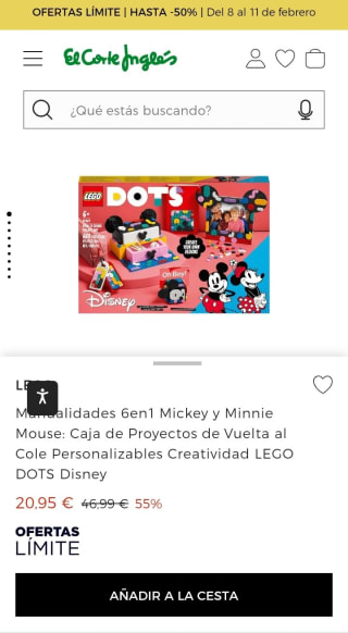 Manualidades 6en1 Mickey y Minnie Mouse: Caja de Proyectos de Vuelta al Cole Personalizables Creatividad LEGO DOTS Disney por 20,95€.