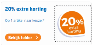 20% extra korting op 1 product naar keuze m.u.v. de speciale dagacties bij Trekpleister