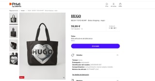 Bolso tote grande negro con estampado de corazón Becky de HUGO Red por 59,99€