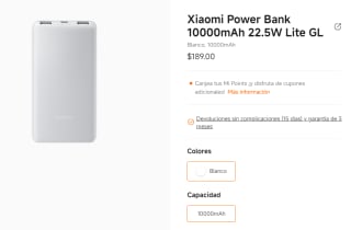 Xiaomi Power Bank 10000mAh 22.5W Lite GL por $189