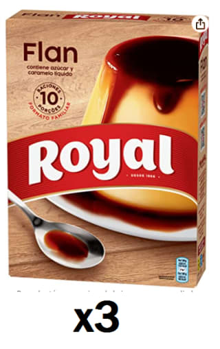 Pack de 3 Unidades de Royal Flan Con Caramelo Líquido Preparado En Polvo 10 Raciones por 4.5€