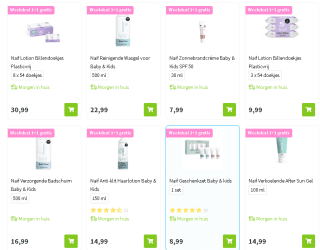 50% korting op Naïf items bij Plein