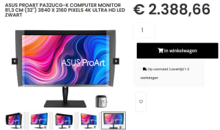 ASUS ProArt PA32UCG-K 32" monitor 4K Ultra HD LED voor €2388,66 bij Caps