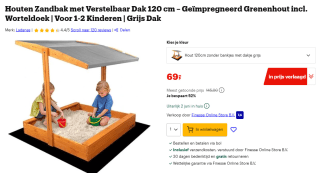 Houten Zandbak met Verstelbaar Dak voor €69 bij Bol
