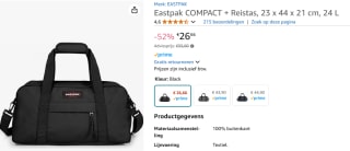 Eastpak Compact Reistas black inhoud 24 liter voor €29,49 bij Amazon