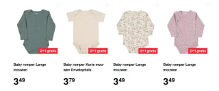 Alle rompers 2+1 gratis bij Zeeman