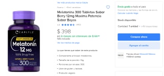 Melatonina 300 Tabletas Berry 12mg por $398 en Mercado Libre