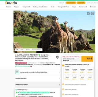 Parque de Cabárceno HOTEL + ENTRADA + acceso al telecabina del interior del parque desde 45€
