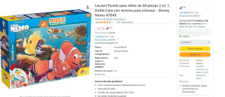 Puzzle 60 piezas de Doble Cara con reverso para colorear - Disney Nemo marca Lisciani por 4,41€