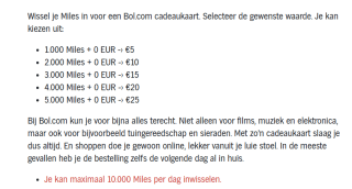 Gratis bol.com cadeaukaart bij inwisselen Air Miles