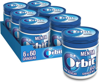 6 Botes de 60 Chicles de Orbit sin Azúcar con Sabor a Menta por 6.23€