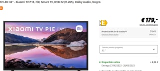 Televisión LED 32 pulgadas Xiaomi TV P1E, HD, Smart TV por 169€