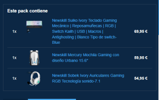 Pack Suiko teclado Ivory Blue + auriculares SOBEK 7.1 Ivory + mochila Mercury
