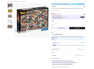 Clementoni Dragon Ball Z Impossible Puzzle Ball-1000 piezas con poster incluido por 13,29€ (Nuevos usuarios por 5,31€)