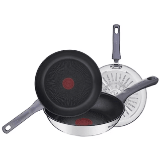 Tefal Daily Cook - Juego de 3 Sartenes de 20, 24 y 26 cm de acero inoxidable y antiadherente por 59,99€