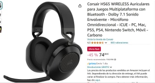Auriculares gaming - Corsair HS65, Inalámbricos por 74,09€