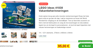 Lego Vakantieherinneringen voor €95 bij Proshop