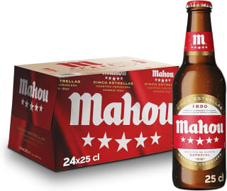 Cerveza Mahou 5 Estrellas, Pack de 24 Botellas x 25 cl por 11,35€