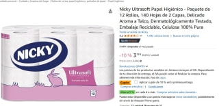 Nicky Ultrasoft Papel Higiénico 12 Rollos 140 Hojas de 2 Capas por 2,59€