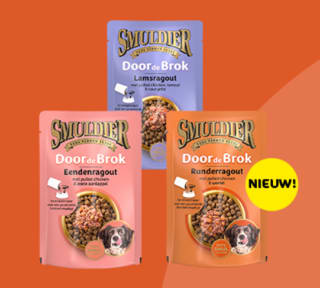 Probeer één verpakking Door de Brok óf Vers vlees Brokjes gratis na cashback bij Smuldier