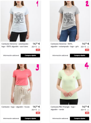 GUESS - Camisetas para ellas por 14,99€ (y una por sólo 12,99€)