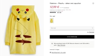 Pokémon Pikachu deken met kap voor €12,99 bij C&A