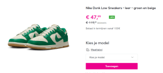 Nike Dunk Low Sneakers voor €47,99 bij Veepee