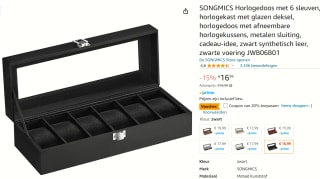 SONGMICS horlogebox met plaats voor 6 horloges voor €12,95 bij Amazon
